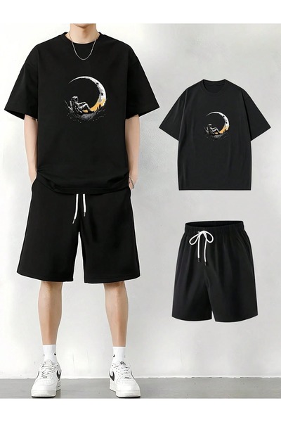 PAVRO Unisex Oversize Shorts Set Bottom-Top Two-Piece Casual Mixed Pvr Ozell ...