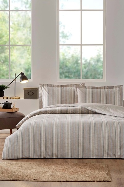 Özdilek Ranforce -Sandlinie Cream- Double Duvet Cover Set