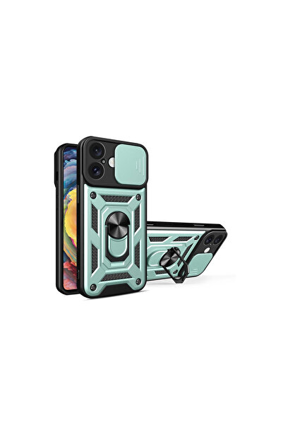 eco port حافظة آيفون 16 من السيليكون مع حلقة عدسة بارس - أخضر