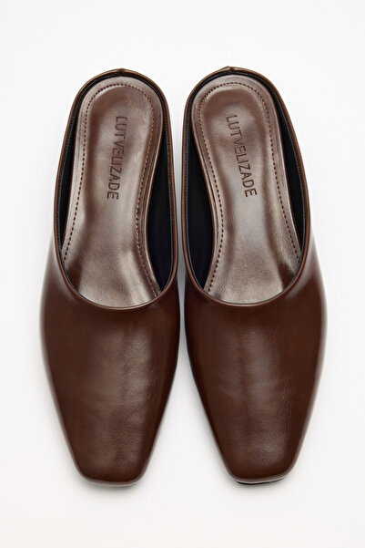 LUTVELIZADE Heeled Shoes 2613 - Leather Look Wedge Heel Bitter Brown Women's ...