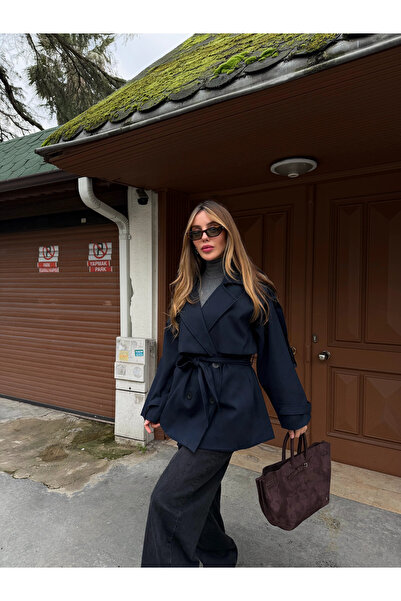 Laluvia Синій оверсайз-тренч з низькими плечима - 9580