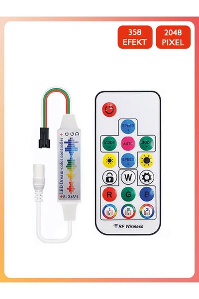 Oyuncakmatik Ses Duyarlı Magic Pixel LED Kontrol Modülü – 17 Tuş RF Kumandalı...