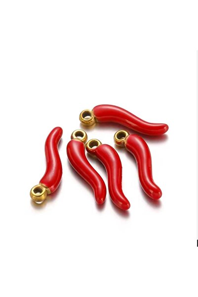 yiğit aksesuar 1 Piece Gold Red Hot Pepper Model Pendant Jewelry Making Supplies