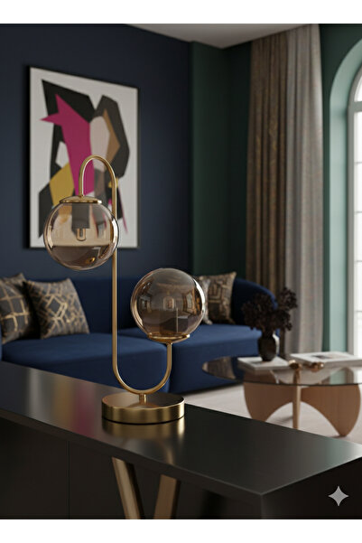 Emg DesiGn Modern Design Lampshade Globe Glass Wired Plug-And-Play Table Lamp