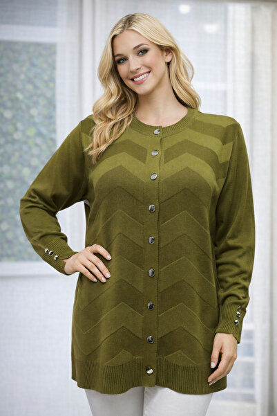 Stilmony Women's Elegant Model Zigzag Patterned Buttoned Standard Mercerized ...