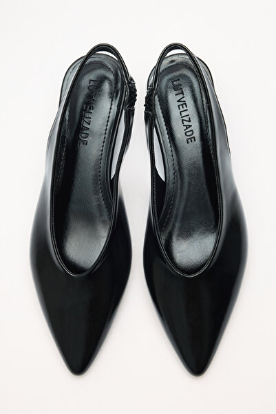 LUTVELIZADE Heels 2612 - Pointed Toe Low-Cut Wedge Heel Black Women's Heels