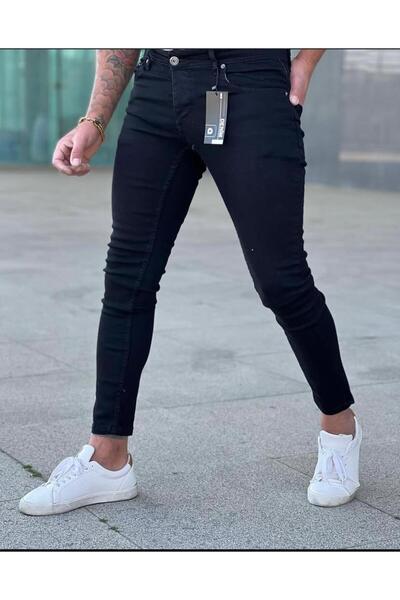 Ser Joven Men's Black Slim Fit Lycra Jean Trousers