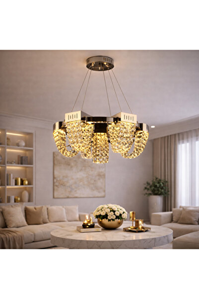 ALC-Shop LED Crystal Chandelier 40W, Shiny Chrome, Warm Neutral Cool Light, M...