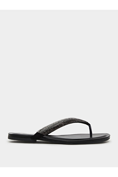 Styli Women Black Embellished Flat Sandals