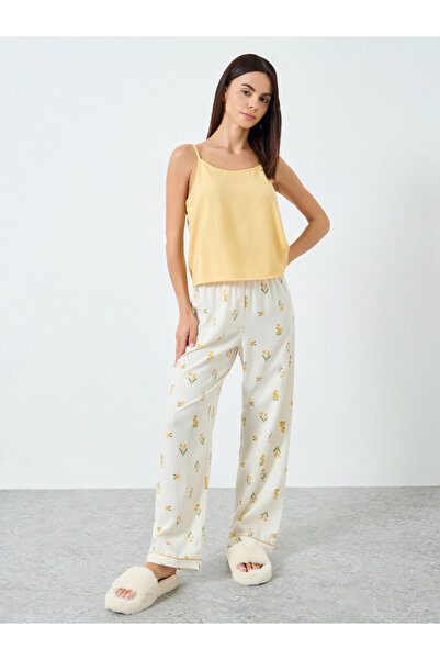 Take Two By Styli Women Solid Cami Top and Floral Printed Pyjama Set