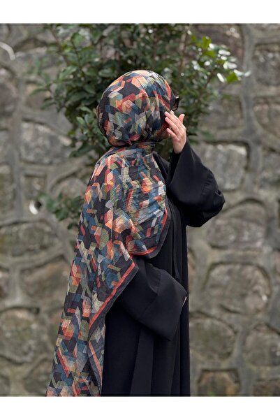 Qalortex Scarf Bambu Crash Şal-İconic Desen-Siyah
