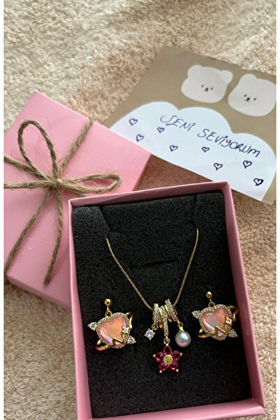 Barila Luxe 14 Şubat Seti Çelik 2'Li Kolye Ve Küpe Set Not Yazdırılabilir Kut...