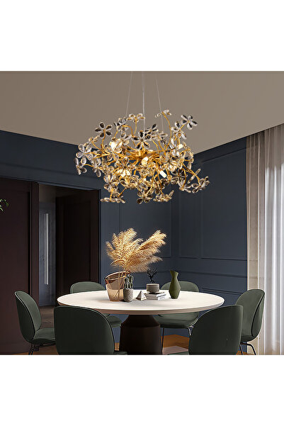 ALC-Shop Candelabru Cristal CM325/800GD, 12xG9, Crom si Cristale , 75cm, Inal...