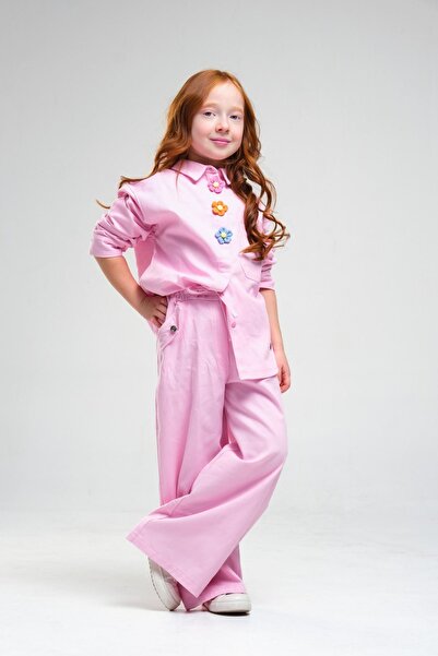 HAUSEkids 4-8 Years Old Pearl Flower Girls' Set-Candy Pink