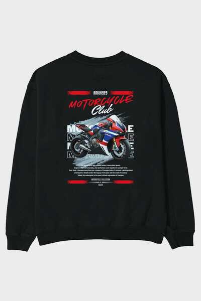 Ankhises Мотоциклетна серия 3 С гръб с печат Черно Оверсайз суитшърт Мъже Жен...