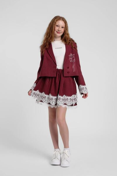 HAUSEkids طقم من 3 قطع للفتيات من 10-14 سنة من نيشانتاشي أيكونيك - لون بورجوندي