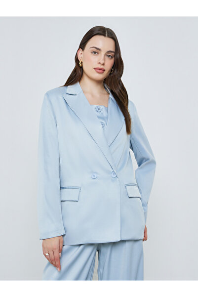 Styli Women Blue Regular Fit Double-Breasted Blazer