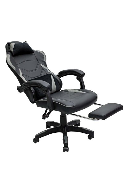 Multi Home Furniture Grey & Black Gaming Chair – Ergonomic Chair with Foot Re...