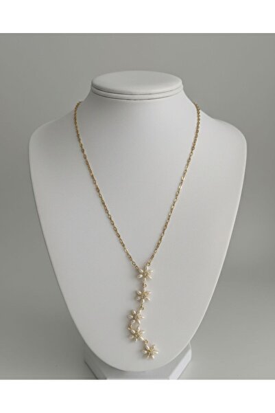 Butik 316L Çelik Gold İnci Çiçeği Sallantılı Kolye - Kararmaz Suya Dayanıklı ...