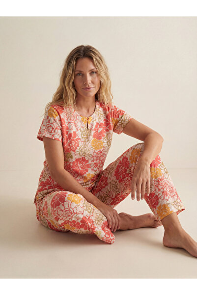 Mish By Styli Women Floral Print Cotton Top and Pyjama Set