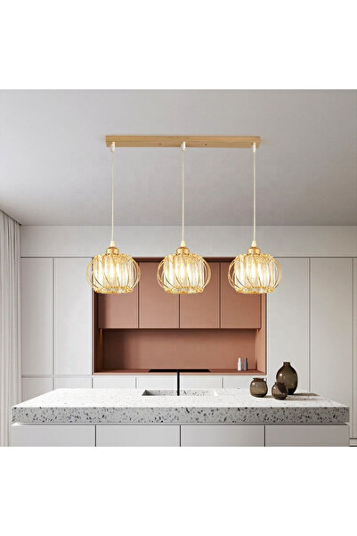 ALC-Shop Lustra Clasica Moderna, Suspendata, Monica, 3 X E27, Auriu, Metal si...