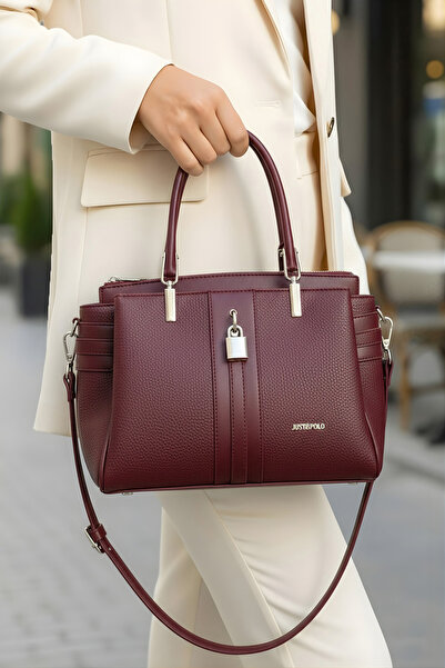 Just Polo Women's Lock Detailed 3-Compartment Long Strap Hand & Shoulder Bag ...