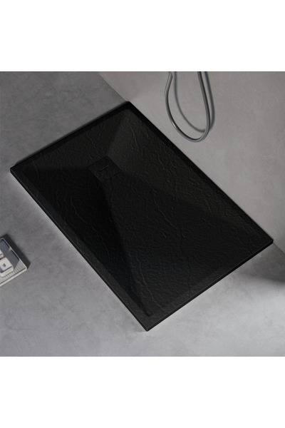 ALC-Shop Ορθογώνια βάση ντους 80x120 cm, λεπτή 3 cm, μαύρη