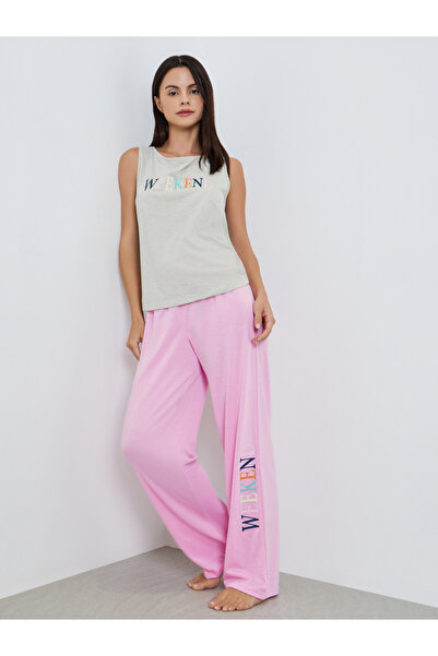 Styli Women Weekend Slogan Sleeveless Top and Pyjama Set
