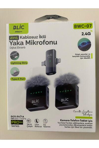 Blic Kablosuz Lightning ve Type-C Girişli Tüylü İkili Yaka Mikrofonu