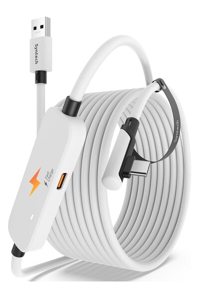 SYNTECH 5M USB 3.0 VR Link Kablosu Meta Quest 3S/3/Quest 2 Uyumlu Ekstra Şarj...