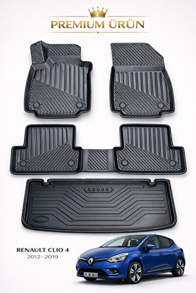 Black Gold Renault Clio 4 2012-2019 Uyumlu 3D Oto Paspas ve Bagaj Havuzu Set ...