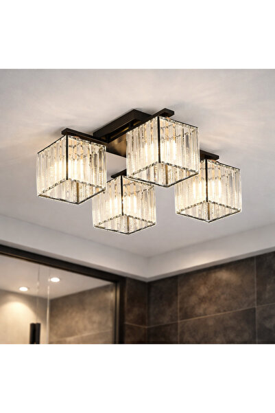 ALC-Shop Lustra Georgiana, LC111/4BK, 4x E27, Negru, Metal