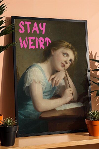 Saturn Tablou înrămat Stay Weird Portret clasic Păstrează-ți personalitatea c...