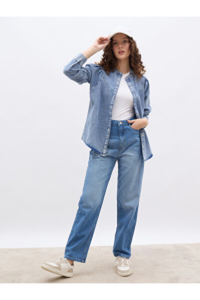 Styli Women Blue Denim Regular Fit Shirt
