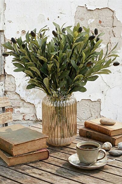 Yapay Çiçek Deposu Artificial 6-Branch Olivea Olive Branch Bunch 45 cm