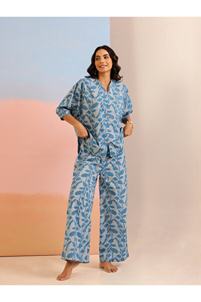 Sanskrutihomes By Styli Women Floral Print Cotton Top and Pyjama Set