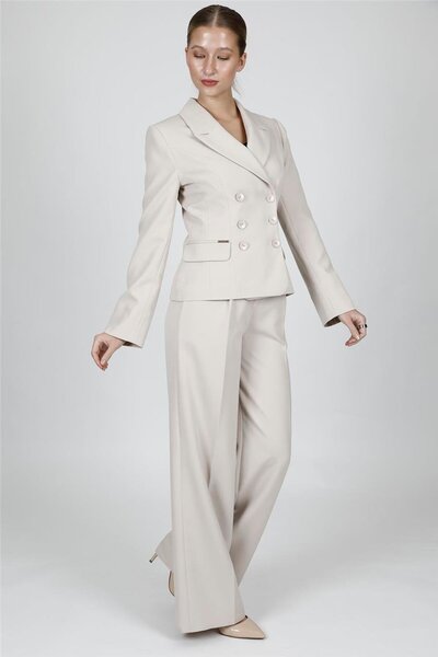 ÖNDER ÖZSOY Men's Collared Buttoned Jacket & Classic Palazzo Women's Trousers...