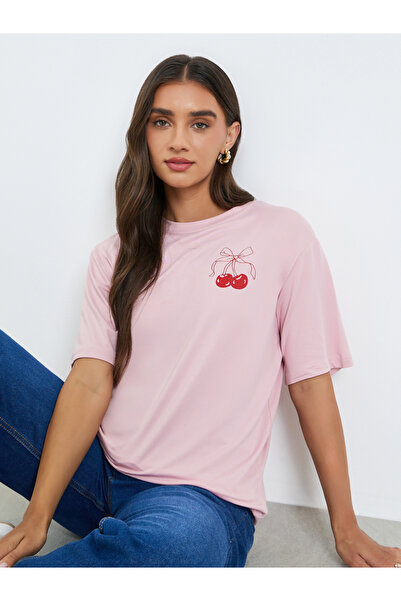 Styli Women Pink Graphic Print T-Shirt