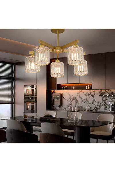 ALC-Shop Κλασικός Μοντέρνος Πολυέλαιος LC110/5GD με Κρύσταλλο, 5xE27, Χρυσός,...