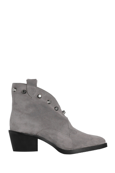 ToH Shoes Clara Boots Light Grey Suede And Silver Studs
