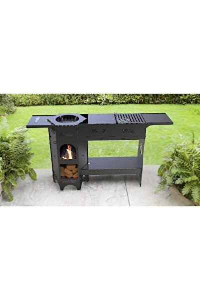 OEM Multifunctional Grill with Cauldron Support – 3mm Metal, Matte Black