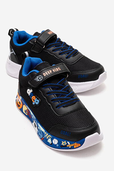 CCWAY AYAKKABI Children's Anorak Illustrated Velcro Sports Shoes 31-35 Black Sax