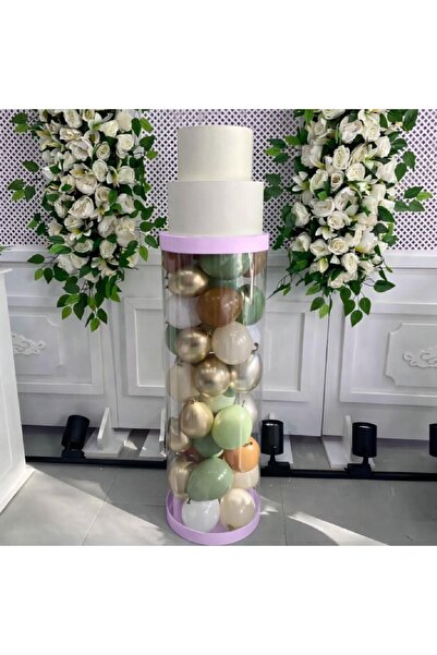 BKMC PARTY Pvc Sütün 90 Cm Silindir Doğum Günü Pasta Standı