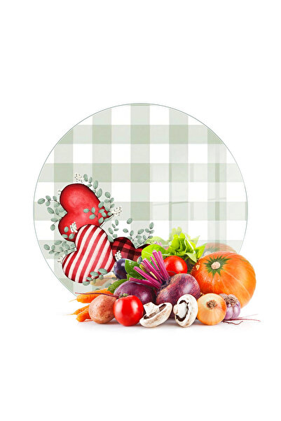 Decovetro Glass Cutting Board and Presentation Plate Round Love Series with H...