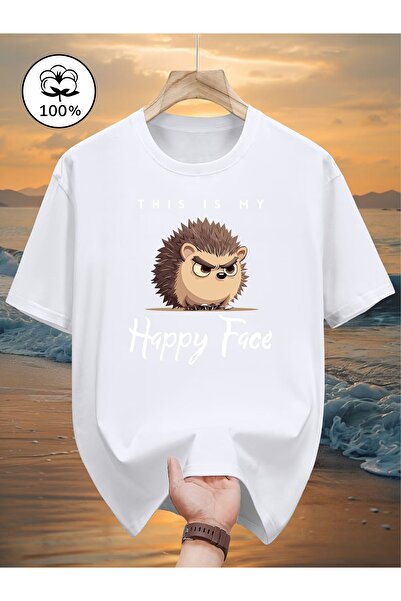 ship master Unisex Oversize 100% Cotton T-Shirt – “This Is My Happy Face” Fun...