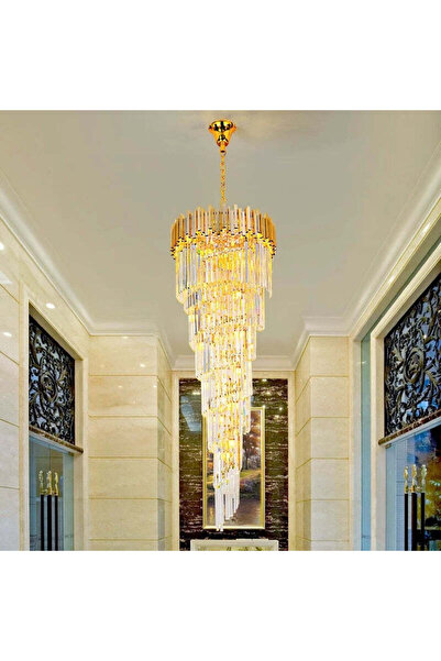 Alessandro DESIGN Candelabru Cristal , 28xE14, Inaltime 180cm, Auriu Lucios, ...