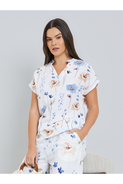 Take Two By Styli Women White Floral Print Top