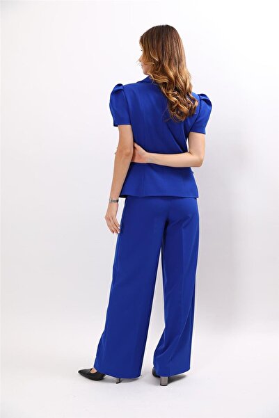 ÖNDER ÖZSOY Shirt Collar Short Sleeve Modern Jacket & Classic Palazzo Women's...