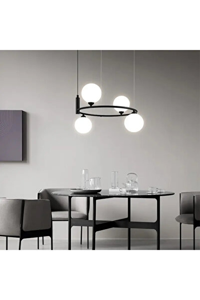 luminastar Elegant chandelier with 4 white globes, G9 socket x 4, adjustable ...