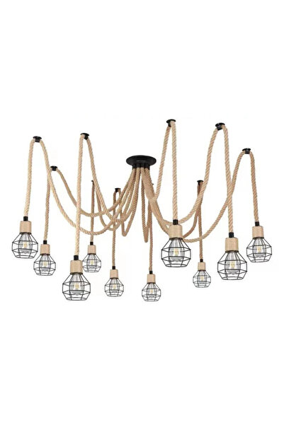 ALC-Shop Lustra Vintage LV121/10BK, 10xE27, Rustic, Sfoara si Metal, 2x100cm,...